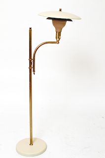 Mid-Century Modern Brass & Cream Floor Lamp