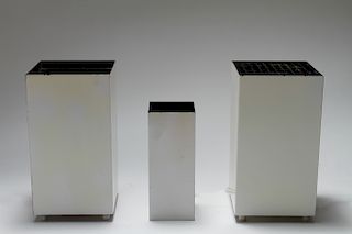 Mid-Century White Aluminum Cube Table Lamps, 3