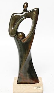 Cristina Riell Abstract Sculpture Patinated Stone