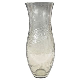 French Smoked Art Glass Vase w Snake