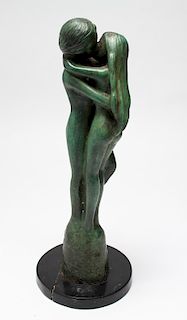 Nude Couple Kissing Figurative Bronze Sculpture
