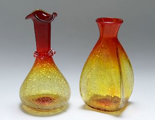 Blenko "Amberina" Crackle Glass Vases, 2