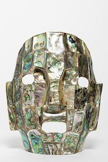 Mexican Abalone Shell Face Mask, Mayan/Aztec Motif