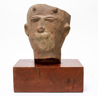 Pre-Columbian Hollow Head Pottery Figure