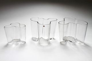 Alvar Aalto "Savoy" Colorless Glass Vases, 3