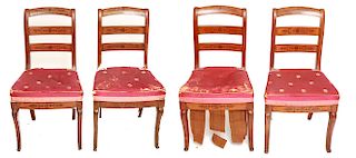 Continental Marquetry Ladderback Side Chairs, 4