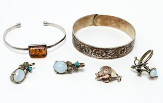 Russian Silver Bracelets Ring Earrings & Pendant 5