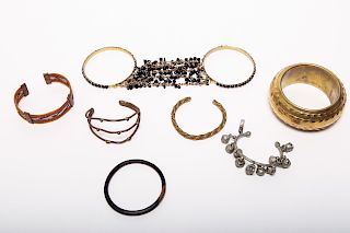 Costume Jewelry Bracelets in Metal & Wood, 7