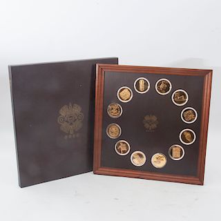 Colección de medallas del Museo Nal. de Antropología. Años 70. De la Franklin Mint de México. En plata con vermeil. Piezas: 12