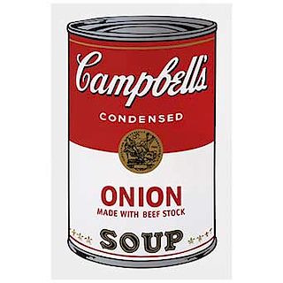 Andy Warhol.  II.47: Campbell's Onion Soup. Serigrafía. Con sello en la parrte posterior "Fill in your own signature" Publicada.