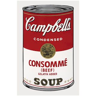 Andy Warhol. II.52: Campbells Consommé Beef. Serigrafía. Con sello en la parte posterior "Fill in your own signature" Publicada.