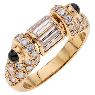 BOUCHERON diamond and sapphire 18K yellow gold ring.