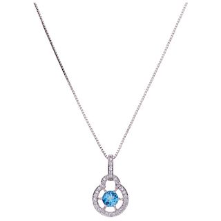 A topaz and diamond 14K white gold necklace and pendant.
