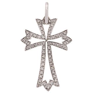 A diamond 14K white gold cross pendant.