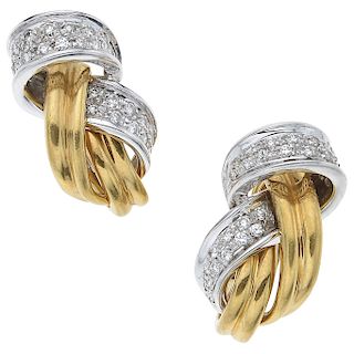 SALVINI diamond 18K yellow and white gold pair of earrings.