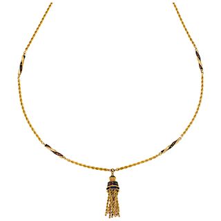 An enamel 18K yellow gold necklace.