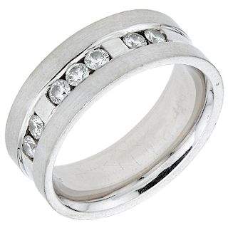 A diamond platinum and 18K white gold ring.