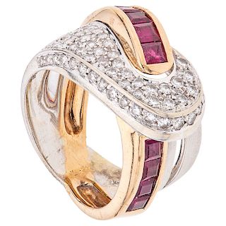 A simulant and diamond 18K white and rose gold ring.