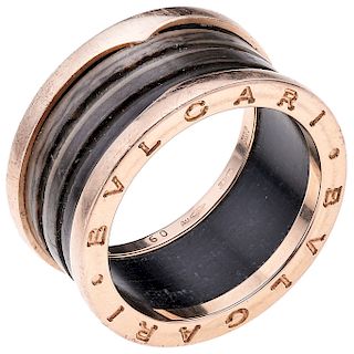 BVLGARI B.ZERO1 marble 18K rose gold ring.