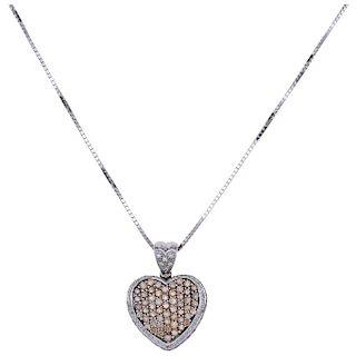 A diamond 14K white gold necklace and pendant.