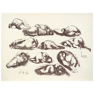 JOSÉ LUIS CUEVAS, Ten figures lying down, from the "Recollections of childhood" portfolio.
