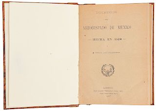 Montúfar, Alonso. Descripción del Arzobispado de México Hecha en 1570 y Otros Documentos. México, 1897.