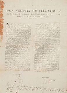 Iturbide, Agustín de... Decreto sobre el Establecimiento del Sistema Permanente de Hacienda... México, 1821. Rúbrica de Iturbide.