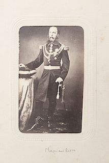 Cruces y Campa / Aubert / Valleto. Pareja Imperial, Fusilamiento de Maximiliano, Tipos Mexicanos... ca,1875. 49 CDV's en álbum.