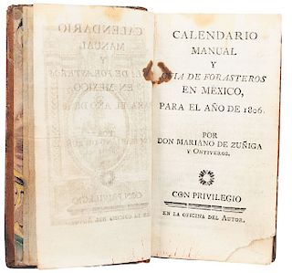 Zúñiga y Ontiveros, Mariano. Calendario Manual y Guía de Forasteros en México para el Año de 1806. México, 1806.