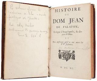 Arnauld, Antoine. Histoire de Dom Jean de Palafox. Francia, 1690. Vida y obra de Juan de Palafox.