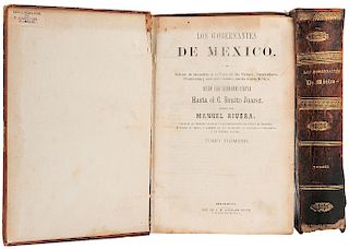 Rivera Cambas, Manuel. Los Gobernantes de México. Galería de Biografías y Retratos... México, 1873. Tomos I - II. 164 láminas. Pzas: 2.