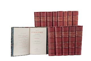 Reclus, Élisée. Nouvelle Géographie Universelle. Paris: Librairie Hachette et Cie., 1876-1888. Tomos I-XIII, tomo XII repetido. Pzas:14