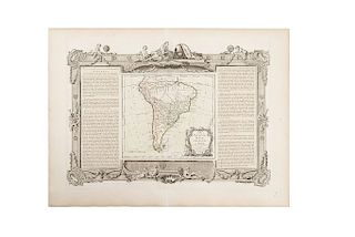 Brion de la Tour, Louis. Chili, Paraguay, Brésil, Amazones, et Pérou.  Paris: Chez Desnos, ca., 1766.  Mapa grabado coloreado.