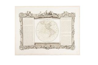 Brion de la Tour, Louis. Hémisphère Occidental. Paris: Chez Desnos, ca., 1766.  Mapa grabado coloreado.