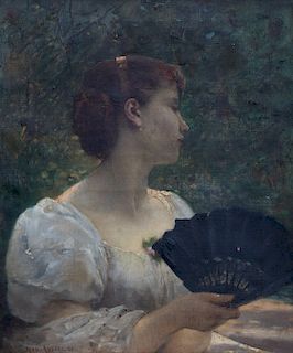 Jean Aubert, (French, 1824-1906), Untitled (Girl with Fan), 1881
