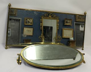 2  Antique Campaign Style Brass Mirrors .