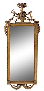 A Louis XVI Style Giltwood Mirror Heigh 55 x width 23 inches.