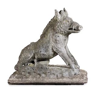 * A Large Continental Stone Calydonian Boar Height 43 x width 46 x depth 24 inches.