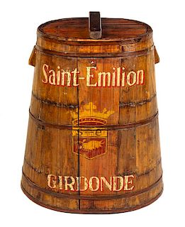 A French Iron Mounted Painted Barrel Height 30 x width 25 inches.