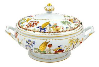 A French Porcelain Cirque Chinois Tureen and Cover Width 13 1/2 inches.