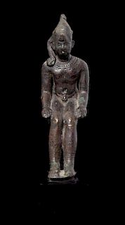 * An Egyptian Bronze Seated Harpokrates Height 4 1/4 inches.