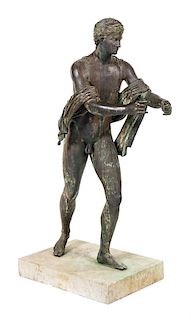 * A Large Bronze Figure of Apollo as an Archer Height 59 inches.