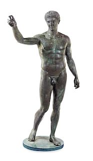 * A Monumental Bronze Figure of the Antikythera Ephebe Height 75 inches.