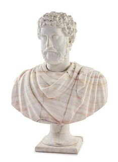 An Italian Marble Bust Height 32 inches.