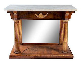 An Italian Parcel Gilt Mahogany Console Table Height 38 x width 52 1/4 x depth 24 inches.