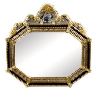 A Venetian Glass Mirror Height 39 x width 39 inches.