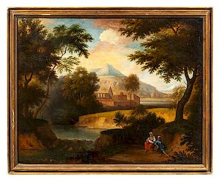 Continental School, (19th Century), Landscape with Figures