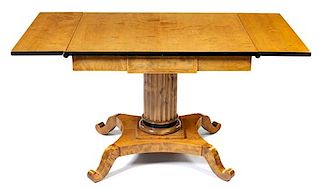 A Biedermeier Style Drop-Leaf Table Height 28 3/4 x width 53 (fully extended) x depth 27 1/4 inches.