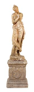 A Continental Stone Figure Height 48 1/2 inches.