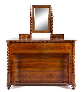 A Continental Mahogany Chest of Drawers Height 57 1/2 x width 46 5/8 x depth 21 1/2 inches.